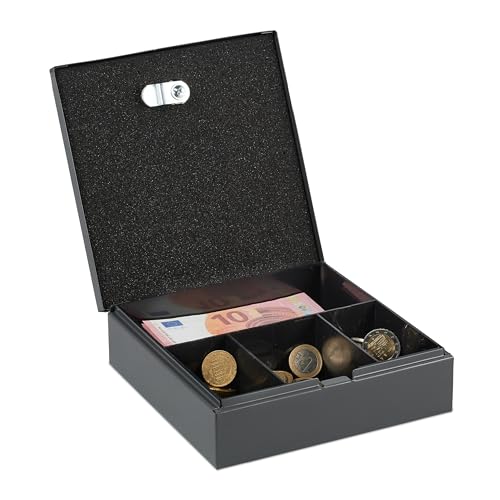Relaxdays Lockable Cash Box, Removable Insert, 4... - Home & Kitchen Amazon UK à 20.04€