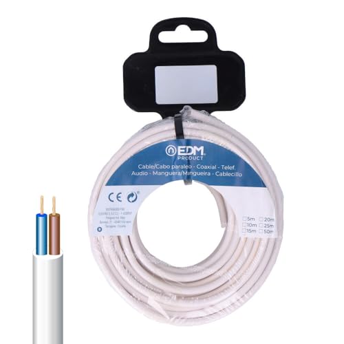 Carrete de manguera tubular H05VV-F 2x1,00 mm², 15 m, ideal... - Auto & Moto Amazon Espagne à 10.54€