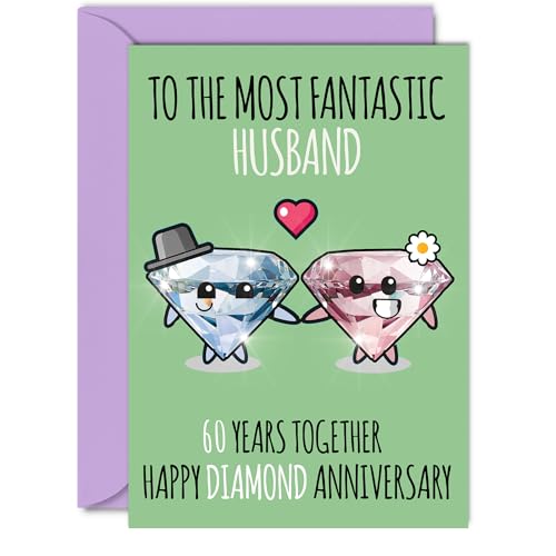 Cute Diamond Anniversary Card for Husband - 60 Years... - High-Tech & Électronique Amazon Royaume-Uni à 2.20€