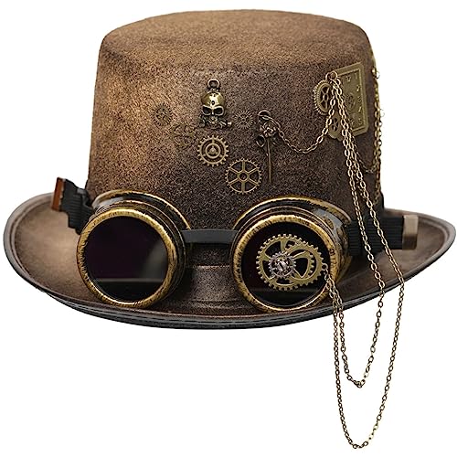 HINAYOSAN Chapeau steampunk pour homme avec lunettes...