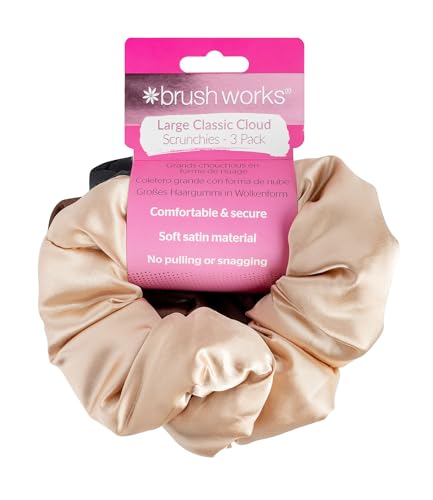 Brushworks Large Classic Cloud Scrunchies - 3 Pack - Beauté & Parfums Amazon France à 5.18€