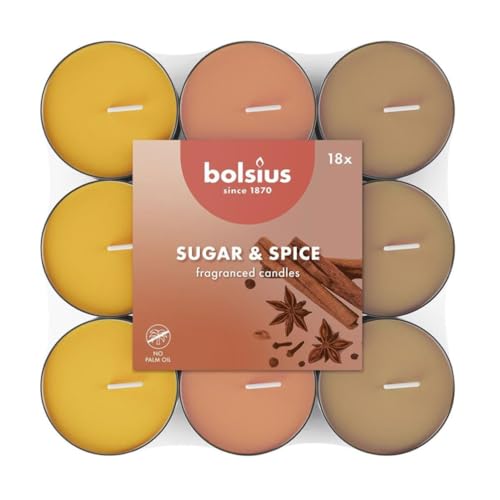 Bolsius - 18 Scented Tealights - Sugar and Spice - Burn... - Maison & Cuisine Amazon Royaume-Uni à 2.36€