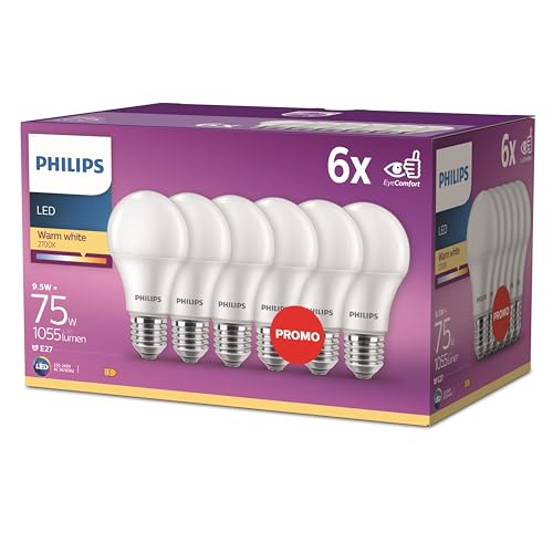 Philips LED Classic E27 pack de 6 ampoules (75 W), ampoules... - Maison & Cuisine Amazon France à 17.31€