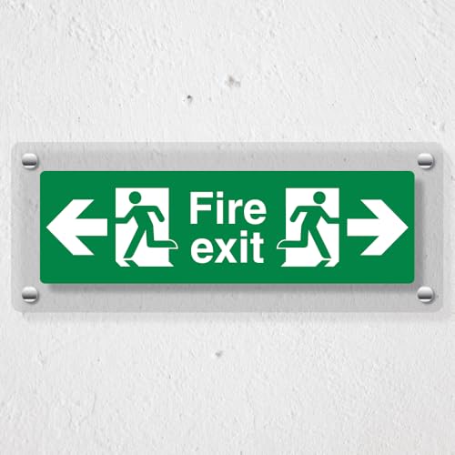 V Safety Fire Exit Left & Right 300 x 100 mm - Acrylic... - Maison & Cuisine Amazon Royaume-Uni à 3.54€