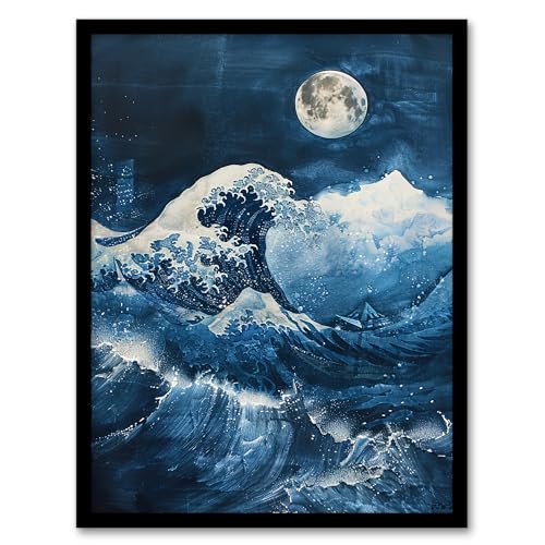 Artery8 The Great Wave at Full Moon Storm Sea Painting... - High-Tech & Électronique en promo à 9.53€