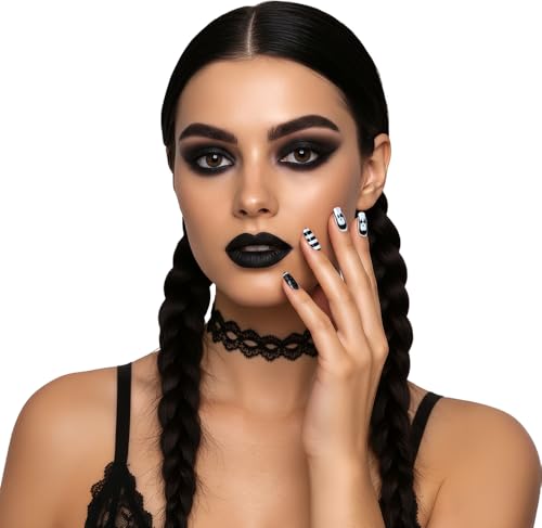 FIESTAS GUIRCA | 12 Ongles Postiches Gothic Girl avec Colle... - Beauté & Parfums en promo à 6.94€