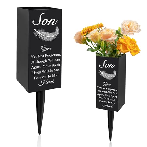 Oooct Metall Vase für Sohn, Friedhofsgräber-Blumenvase mit... - Home & Kitchen Amazon Germany à 6.63€