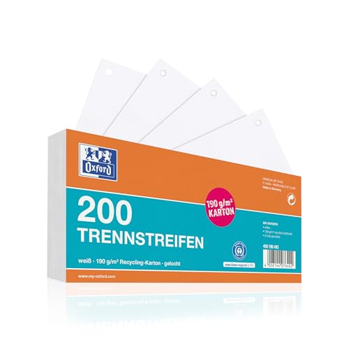 Oxford Lot de 200 intercalaires perforés en carton blanc... - Auto & Moto en promo à 4.49€