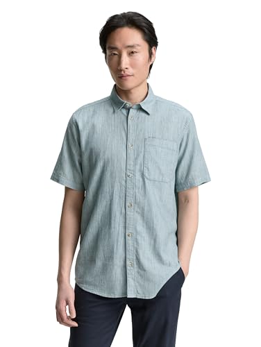TOM TAILOR Camicia da Uomo, 37915 - Structure Green Slub, S - Amazon Italie à 8.78€