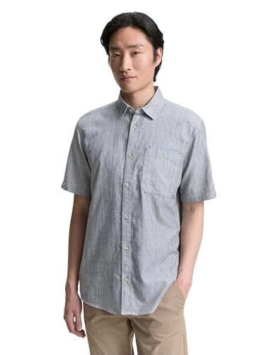 TOM TAILOR Camisa para Hombre, 37910 - Navy Slub Structure... - Mode & Vêtements Amazon Espagne à 18.03€