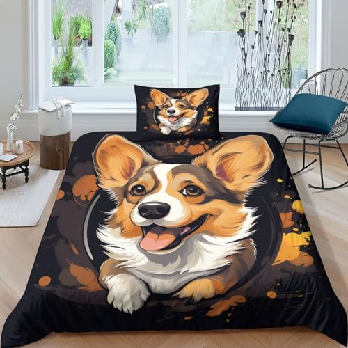 KOABERUVN Imprimé 3D Le Chien Corgi Ensemble De Literie... - Maison & Cuisine Amazon France à 23.80€