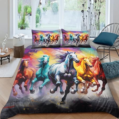 KOABERUVN Imprimé 3D Le Cheval Parure De Lit Microfibre... - Maison & Cuisine Amazon France à 19.66€