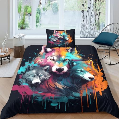 KOABERUVN Imprimé 3D Le Loup Ensemble De Literie avec... - Maison & Cuisine Amazon France à 24.69€