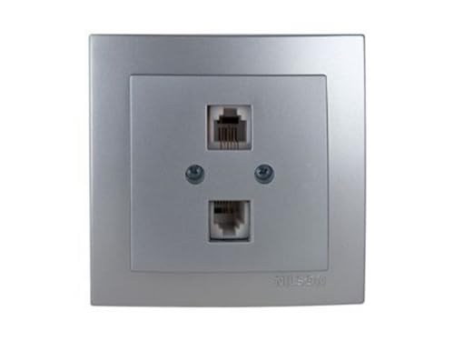 Conector telefónico empotrado 2xRJ11, acabado en plata... - Home & Kitchen Amazon Spain à 5.38€