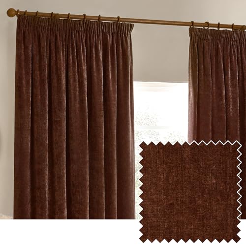 Yard furn Heavy Chenille Pencil Pleat Curtain Pair – Lined... - Home & Kitchen Amazon UK à 39.20€