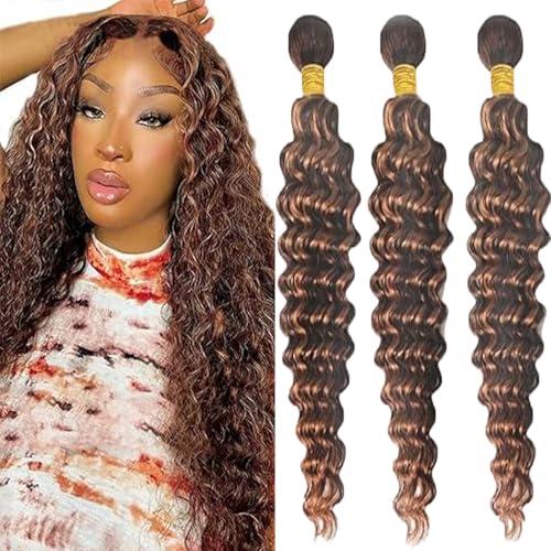 Tuheerst Deep Wave Human Hair Bundles P430 Highlight Brown... - Beauté & Parfums Amazon Espagne à 65.13€