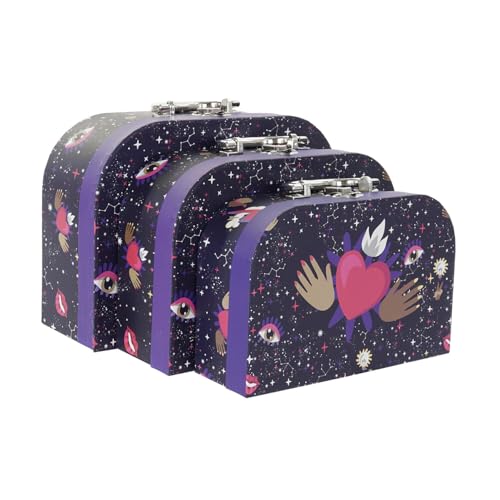 CAJA SET 3 CARTON METAL 28X9,5X20 GOOD LUCK LILA - Auto & Motorcycle Amazon Italy à 7.11€