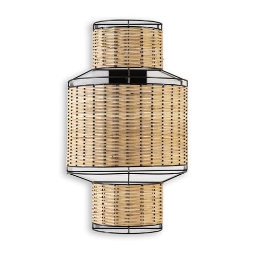 APLIQUE 38X18X62 METAL NEGRO/RATAN NATURAL - Amazon Italy à 35.86€