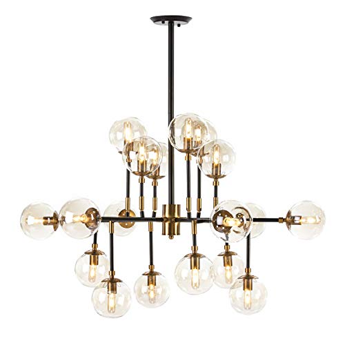 LAMPARA DE TECHO 102X92X98 CRISTAL/METAL DORADO/NEGRO - Maison & Cuisine en promo à 363.65€