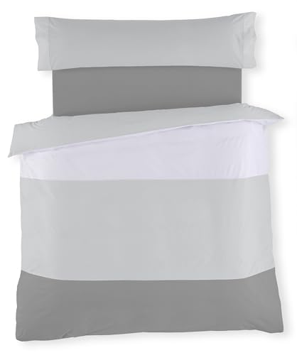 Dúo de funda nórdica tricolor Blanco-Perla-Plomo - Cama de... - Maison & Cuisine Amazon Italie à 21.89€