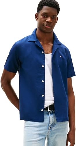 Tommy Hilfiger Camisa Hombre Linen Blend Manga Corta, Azul... - Auto & Moto en promo à 51.69€