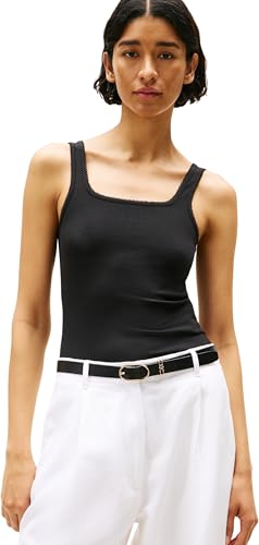 Tommy Hilfiger Donna Canotta Slim a Costine, Nero (Black), M - Amazon Italy à 13.62€