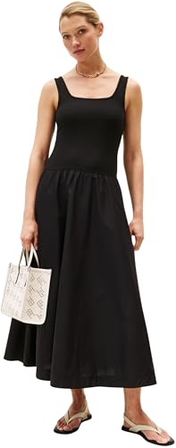 Tommy Hilfiger Donna Abito Rib Midi Mix Fit & Flare, Nero... - Mode & Vêtements Amazon Italie à 48.34€