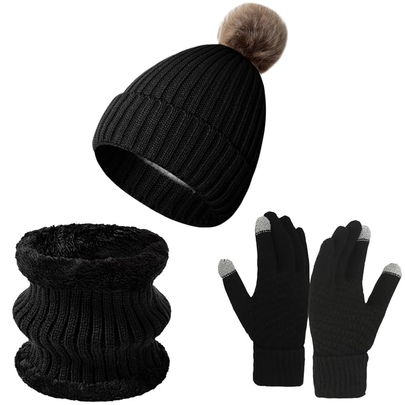 fdsmall Ensemble bonnet d'hiver 3 en 1, écharpe et gants... - Sports & Fitness en promo à 7.00€