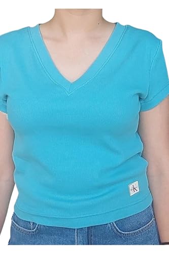 Calvin Klein Camiseta de Manga Corta Mujer Woven Label Rib... - Bon plan à 7.94€