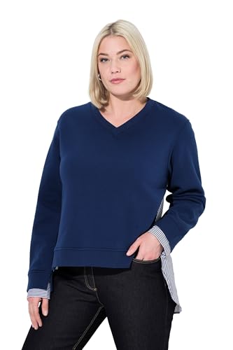 Ulla Popken Sudadera 2 en 1, Escote en V, Manga Larga Azul... - Mode & Vêtements Amazon Espagne à 15.68€