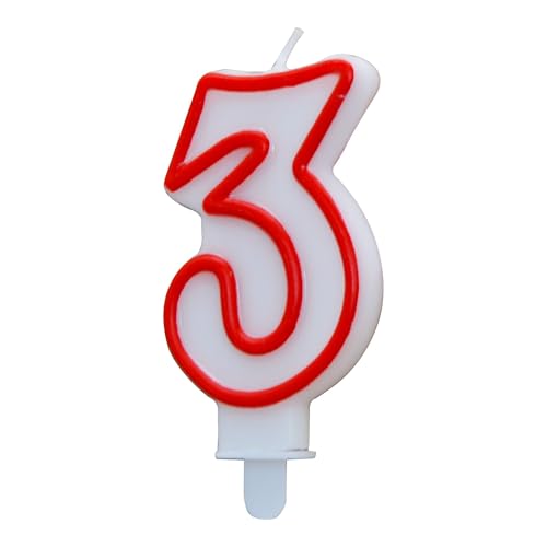 ALGON Geburtstagskerze für 3 Jahre, Weiß mit rotem Rand... - Maison & Cuisine en promo à 4.27€