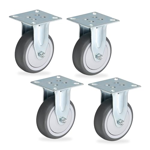Relaxdays Fixed Castors, 4-Pack, 50 mm, TPR, Steel Plate... - Deal Amazon à 20.20€