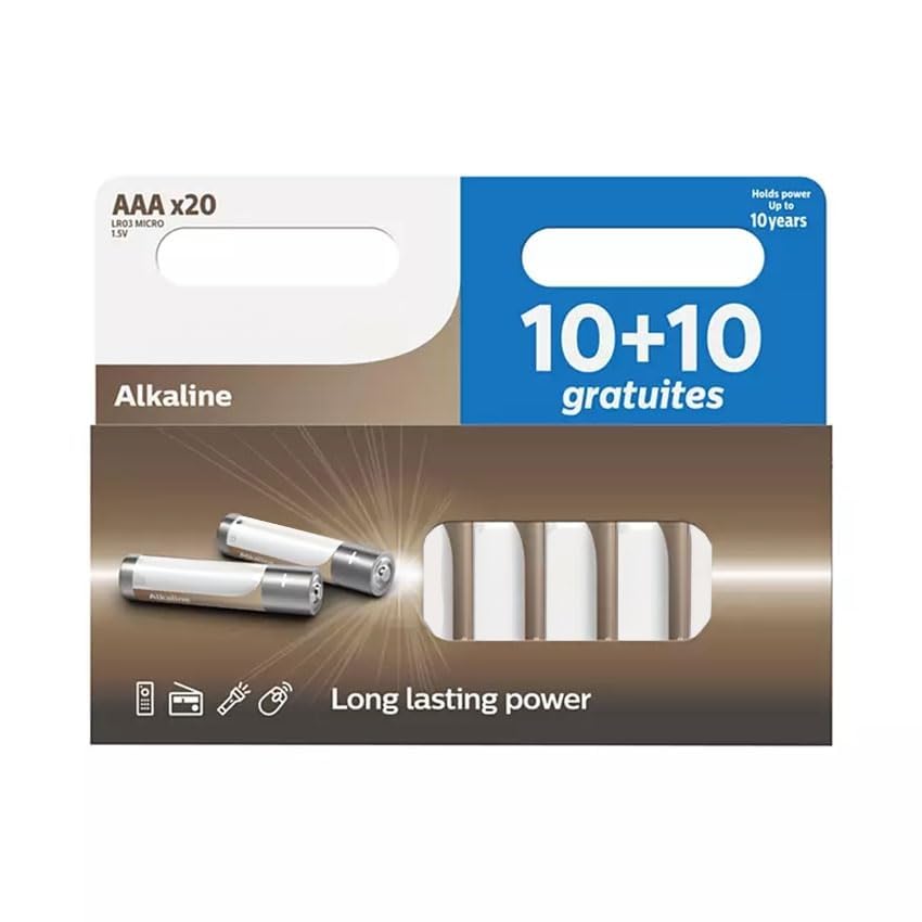 Pila alcalina AAA/LR03, 20 Unidades por Paquete, 30% más... - Amazon Espagne à 5.44€