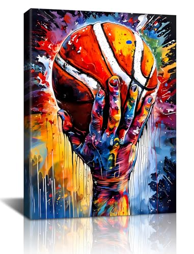 Framed Basketball Wall Art Prints,Color Graffiti Basketball... - Sports & Fitness en promo à 1.00€