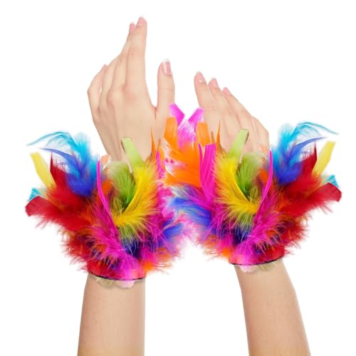 Dmnnlp Manchettes à plumes, poignets multicolores... - Mode & Vêtements Amazon France à 11.69€