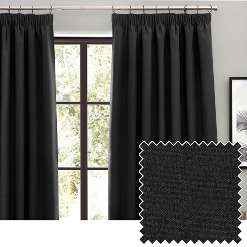 Furn. Cortinas Opacas Plisadas Dawn - Negro - 229 x 183 cm - Amazon Espagne à 21.60€