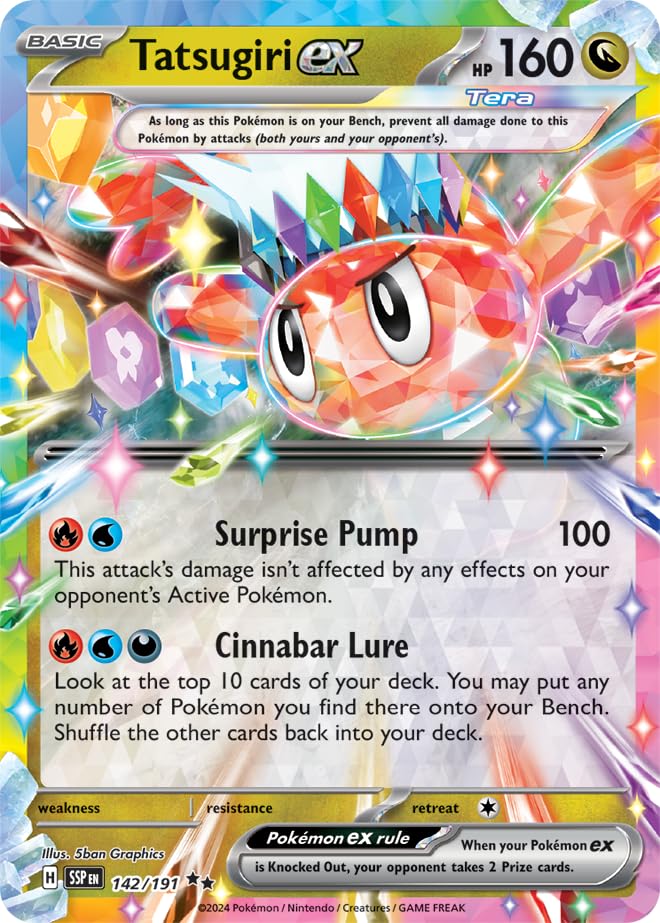 Pokemon - Tatsugiri ex 142/191 - Surging Sparks - Tera... - Jouets & Jeux Amazon France à 12.77€
