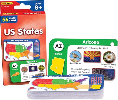 Edupress EP62099 Cartes Flash des États américains - Jouets & Jeux Amazon France à 17.02€