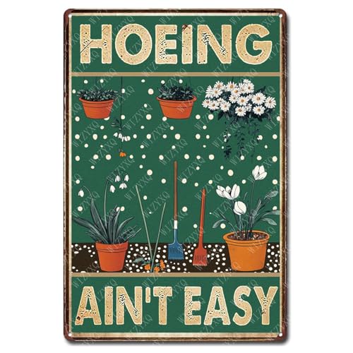 WIZYXQ Funny Garden Sign Hoeing Ain't Easy Tin Signs... - Jardin & Extérieur Amazon Royaume-Uni à 1.00€