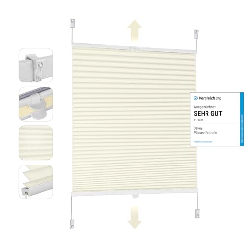 Sekey Plissee Klemmfix ohne Bohren 45x100cm Faltrollo... - Maison & Cuisine en promo à 10.15€