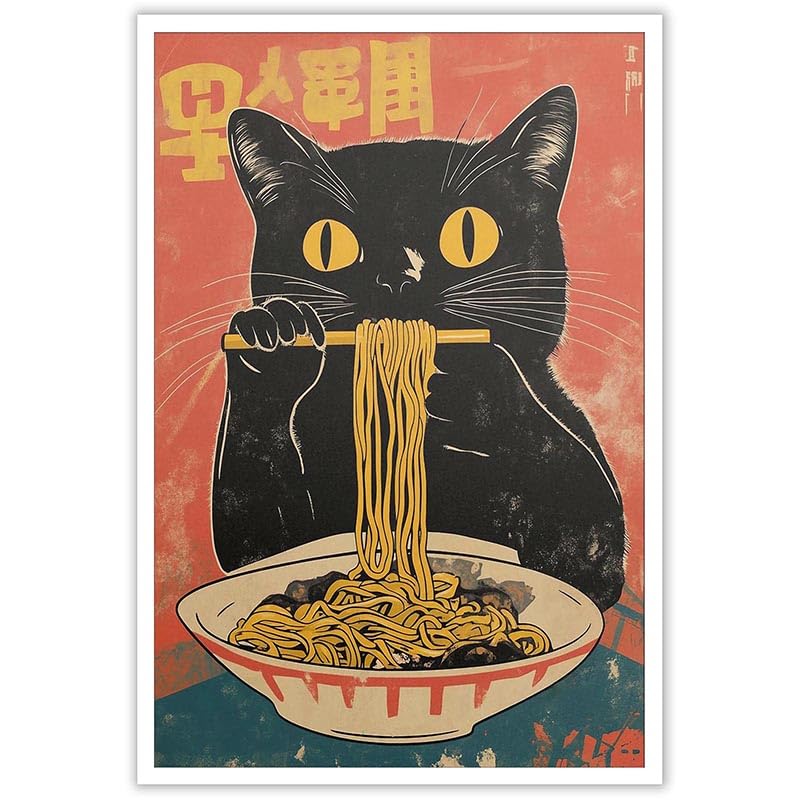 noskisy Poster, Motiv: schwarze Katze, Motiv: Ramen, Motiv:... - Maison & Cuisine Amazon Allemagne à 3.00€