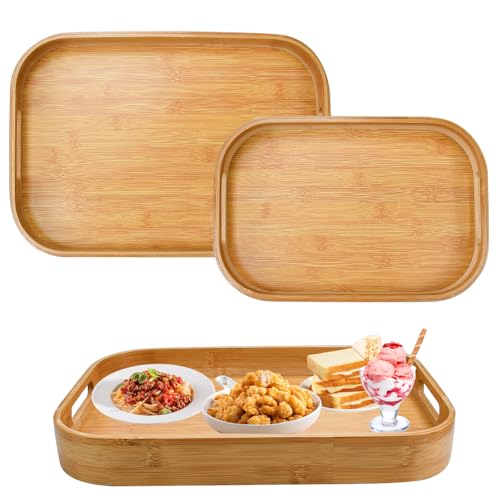 EUIEUT 2 Stk Tablett Bambus Serviertablett Frühstückstablett... - Maison & Cuisine Amazon Allemagne à 1.99€