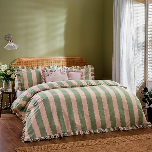 Wylder Birdie Stripe Duvet Cover Set – Reversible Cotton... - Home & Kitchen Amazon UK à 22.49€