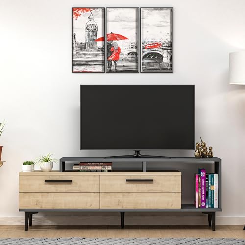Hanah Home Support TV, mélamine, Sapphire Oak Anthracite... - High-Tech & Électronique Amazon France à 52.39€