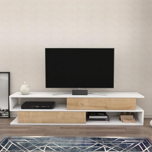 Hanah Home Scandinavian TV Stand, White & Oak, 160 cm x... - Home & Kitchen Amazon Germany à 91.51€
