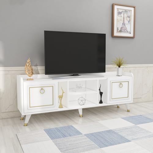 Hanah Home Support TV, mélamine, Or Blanc, Taille Unique - Tech & Electronics Amazon France à 111.68€