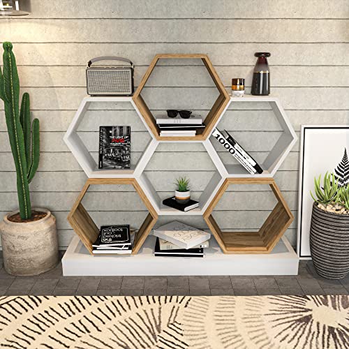 Hanah Home Bookshelf, Chêne Blanc, Taille Unique - Maison & Cuisine Amazon France à 128.06€