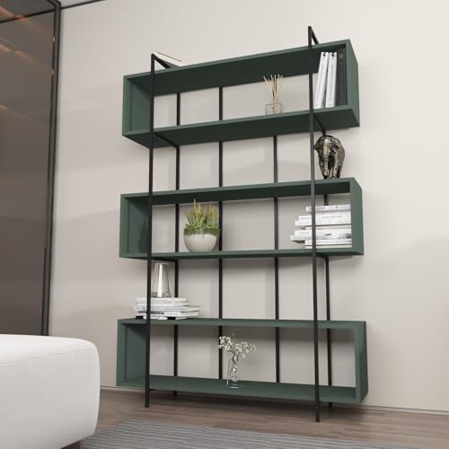 Stylish Green & Black Bookshelf, 120 x 180 x 29.6 cm | 100%... - Maison & Cuisine Amazon Allemagne à 175.66€