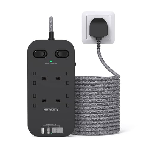 Black Extension Lead 5M, Extension Cable with 4 Way Outlets... - High-Tech & Électronique Amazon Royaume-Uni à 16.99€