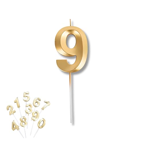 PARENCE - Goldene Zahlenkerze 9 – Geburtstagskerze für... - Maison & Cuisine en promo à 1.59€